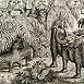 Autor: Peter KĽÚČIK, Ak. maliar, Názov diela: Slon a leopard, Technika: lept, Motív: ostatné nezaradené, Rozmery: 15,8x22,7 cm, Rok: 2005