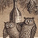 Autor: Peter KIK, Ak. maliar, Nzov diela: Ex Libris - Jandl (Sovy), Technika: lept, Motv: figurlne, akty, Rozmery: 14,5x9 cm, Rok: 2012