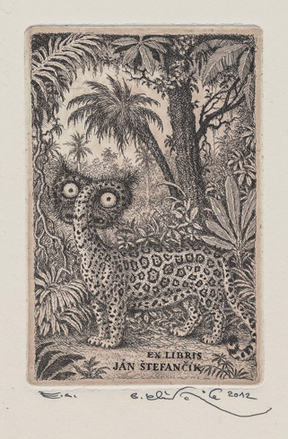 Peter KIK, Ak. maliar - Ex Libris - Jn tefank (2012), Technika: Lept, Rozmery: 14,8x9.5
