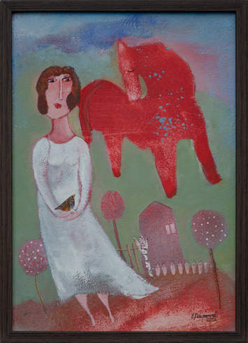 Eva  FILIPOVÁ - Sen Chagallovi (2022), Technika: maľba, akryl + tempera, Rozmery: 31 x 21 cm
