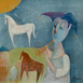 Autor: Eva  FILIPOVÁ, Názov diela: Sólo pre bieleho koňa, Technika: akryl, tempera, Motív: figurálne, akty, Rozmery: 40 x 30 cm, Rok: 2022