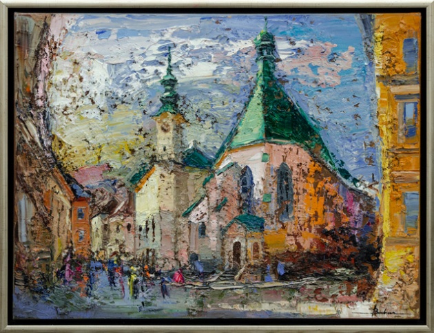 Mykola BODNÁR - Banská Štiavnica, kostol sv. Kataríny (2022), Technika: olejomaľba, Rozmery: 80 x 60 cm